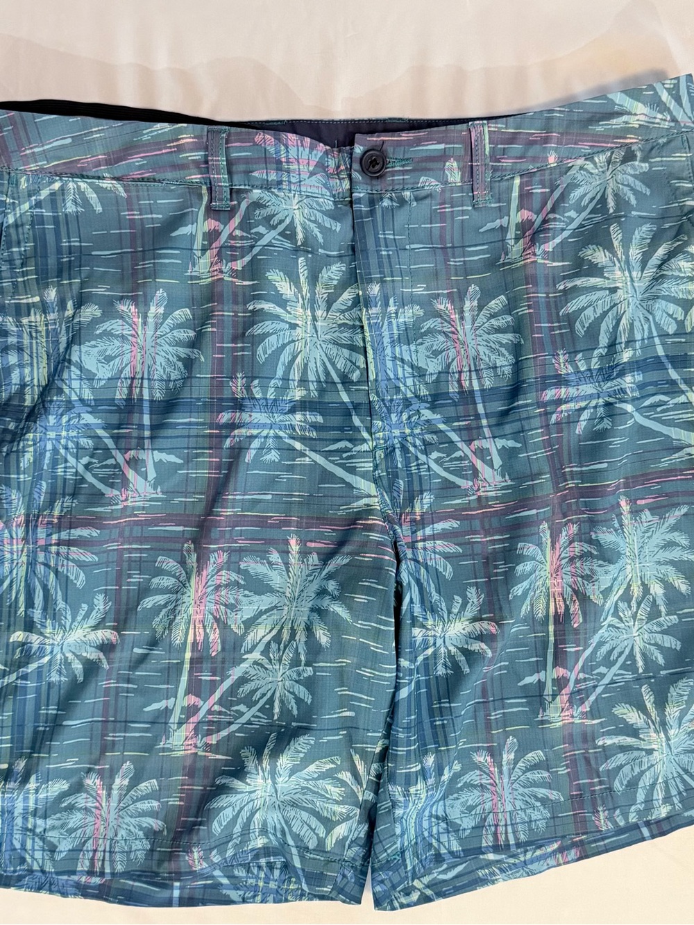 Men's Blue Palm-Print Swim Shorts